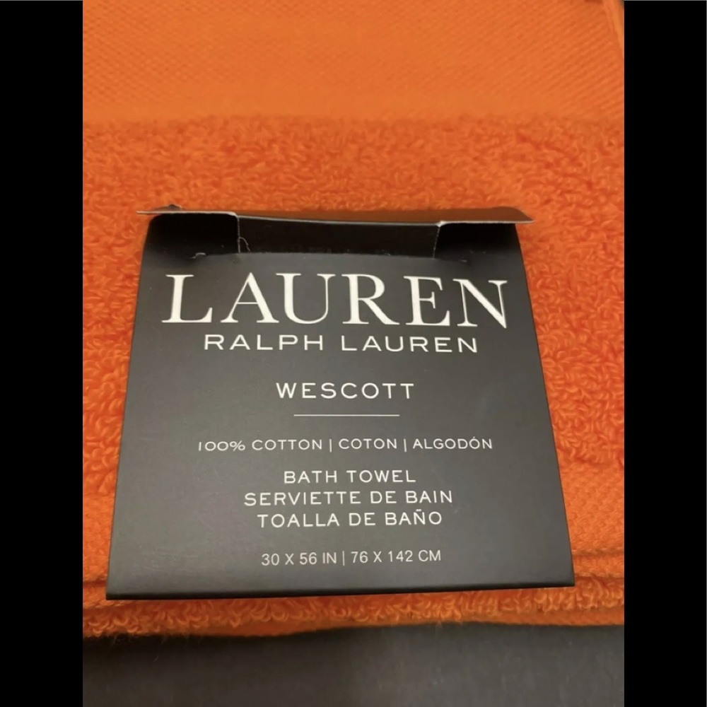 RALPH LAUREN WESCOTT Summer Orange Premium Soft Cotton Bath Towel 30"x 56” NWT - Picture 6 of 9